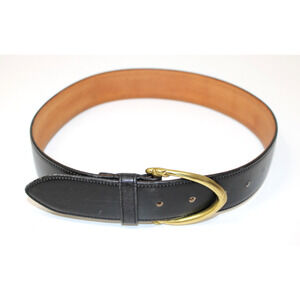 Vtg Coach Blk Leather French Calfskin Belt Brass Buckle 80s Sz Sm 1.5” W 3906